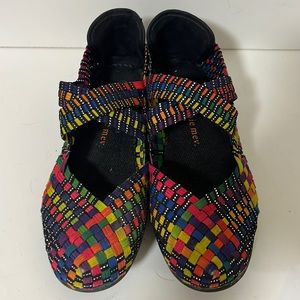 Bernie Mev Woven Cross Strap Slip On Shoe Rainbow Color Size 5.5 / 36